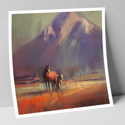 Amber Mountain Pastures horse landscape art print