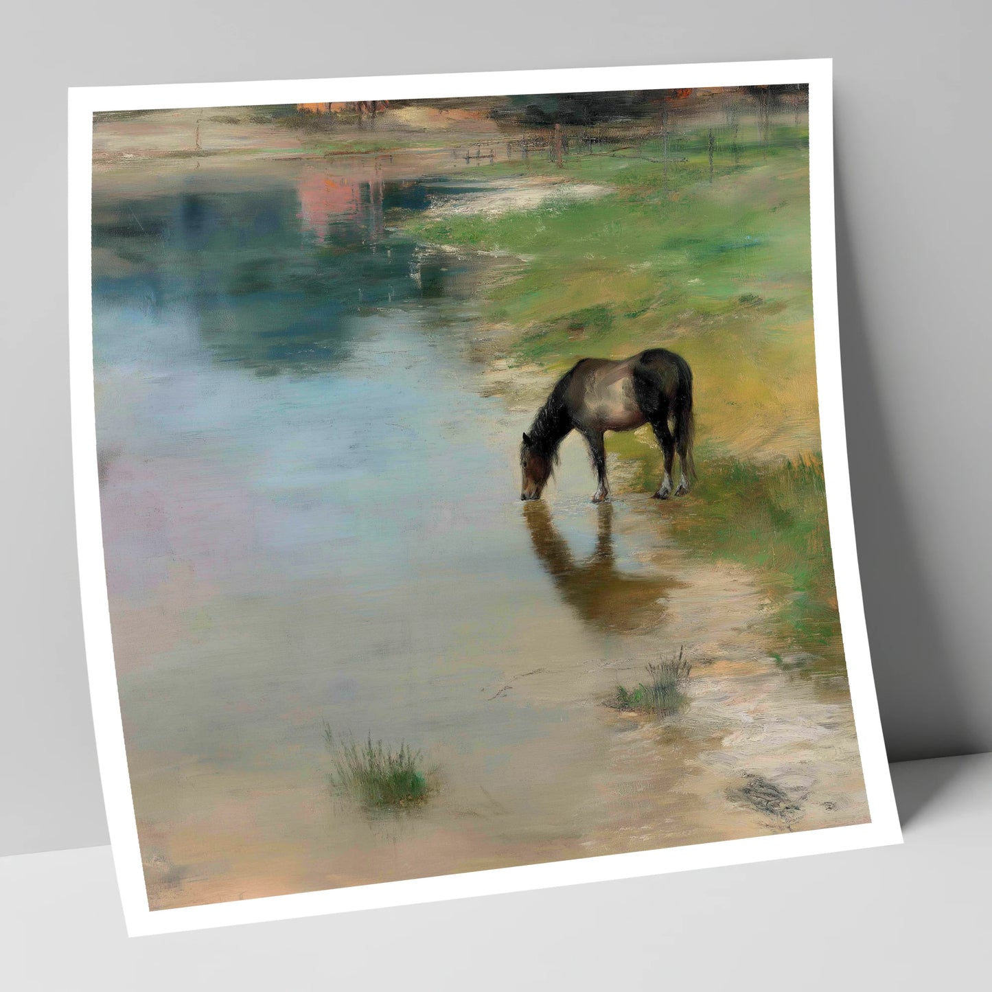 Quiet Waters Edge horse landscape art print