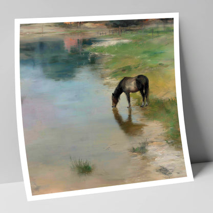 Quiet Waters Edge horse landscape art print