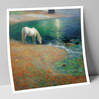 Luminous Coastal Shoreline horse landscape art print