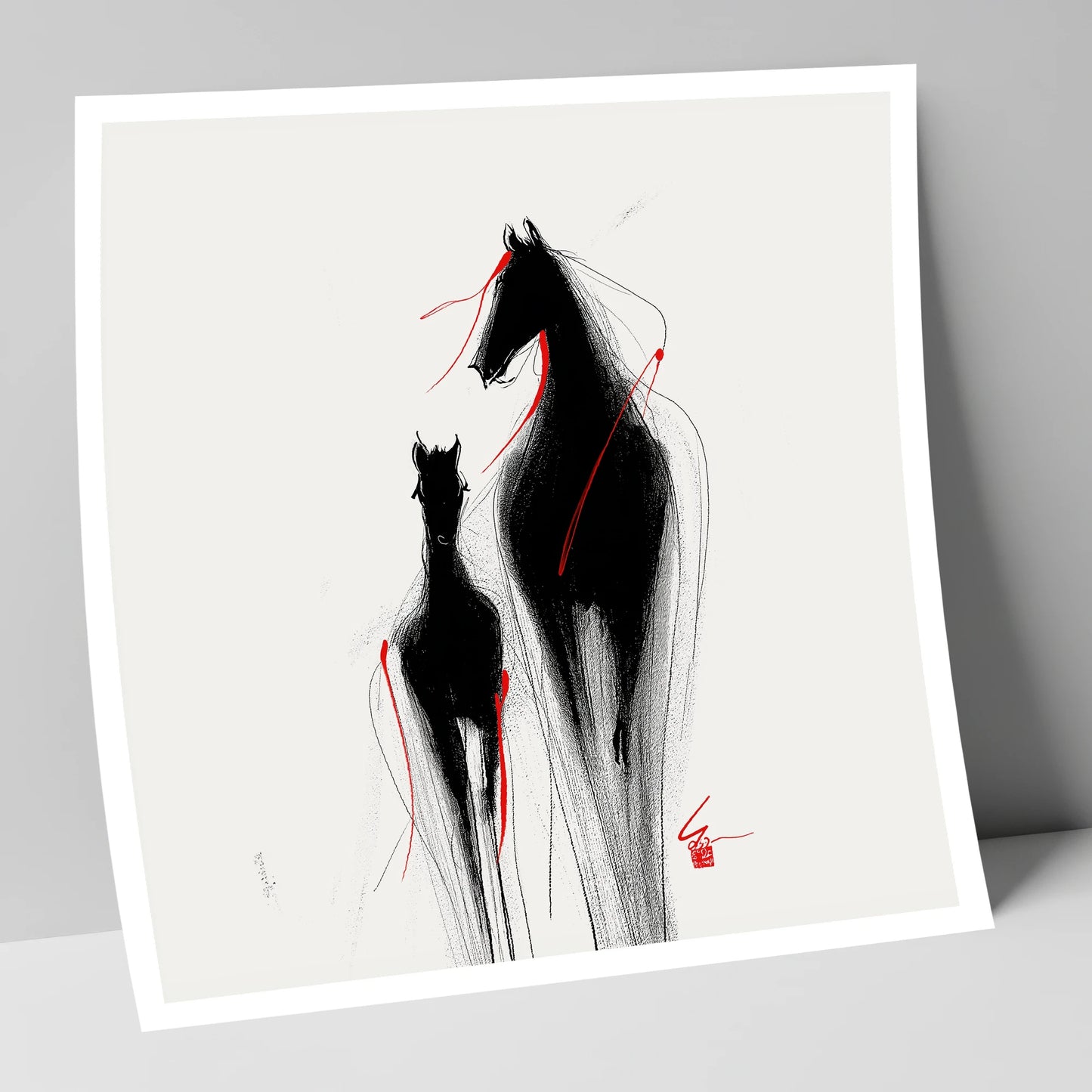 Crimson Threads mare & foal art print