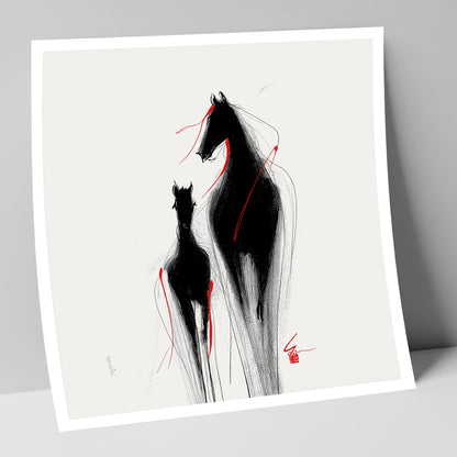Crimson Threads mare & foal art print