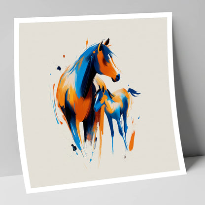 Azure and Amber Bond mare & foal art print