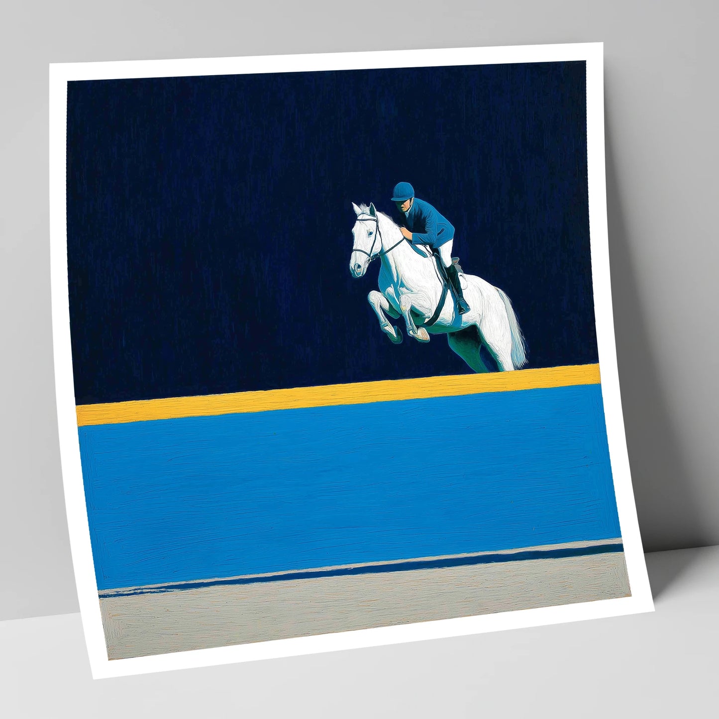 Airborne Over Azure show jumping horse art print
