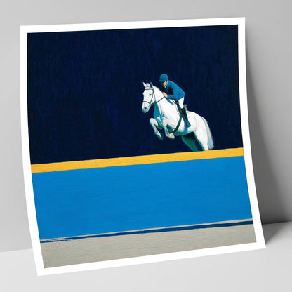 Airborne Over Azure show jumping horse art print