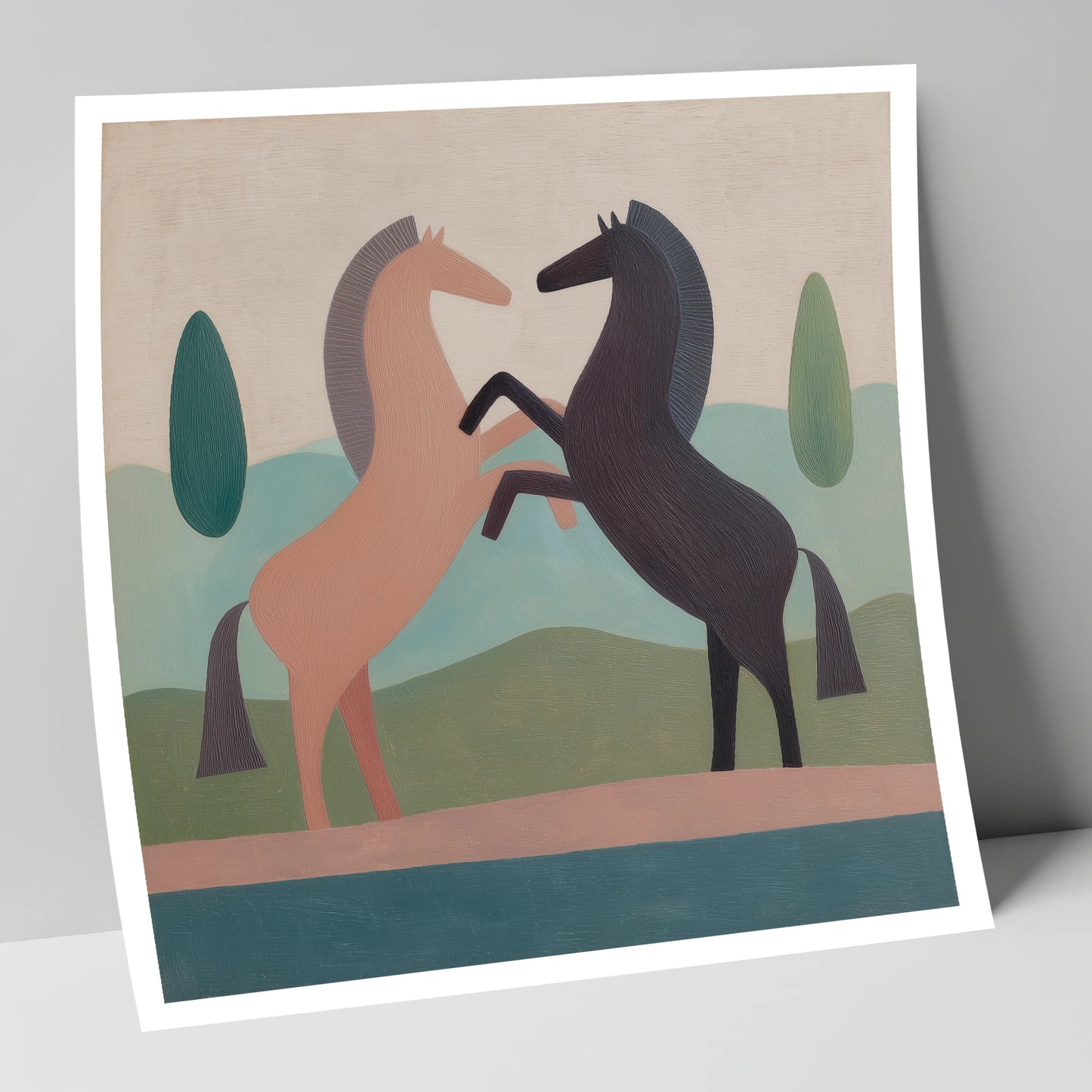 Earthy Equine Harmony wild horses art print