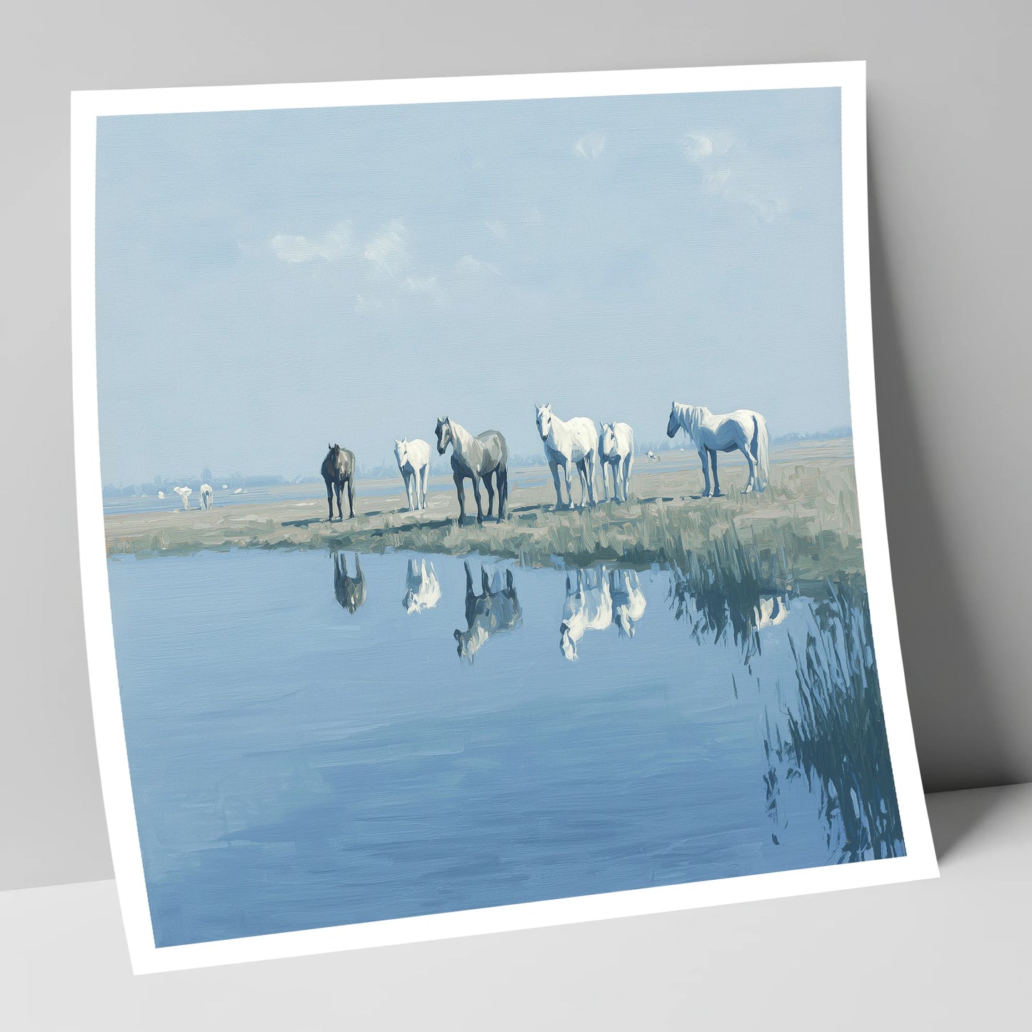 Reflections in Blue wild horses art print