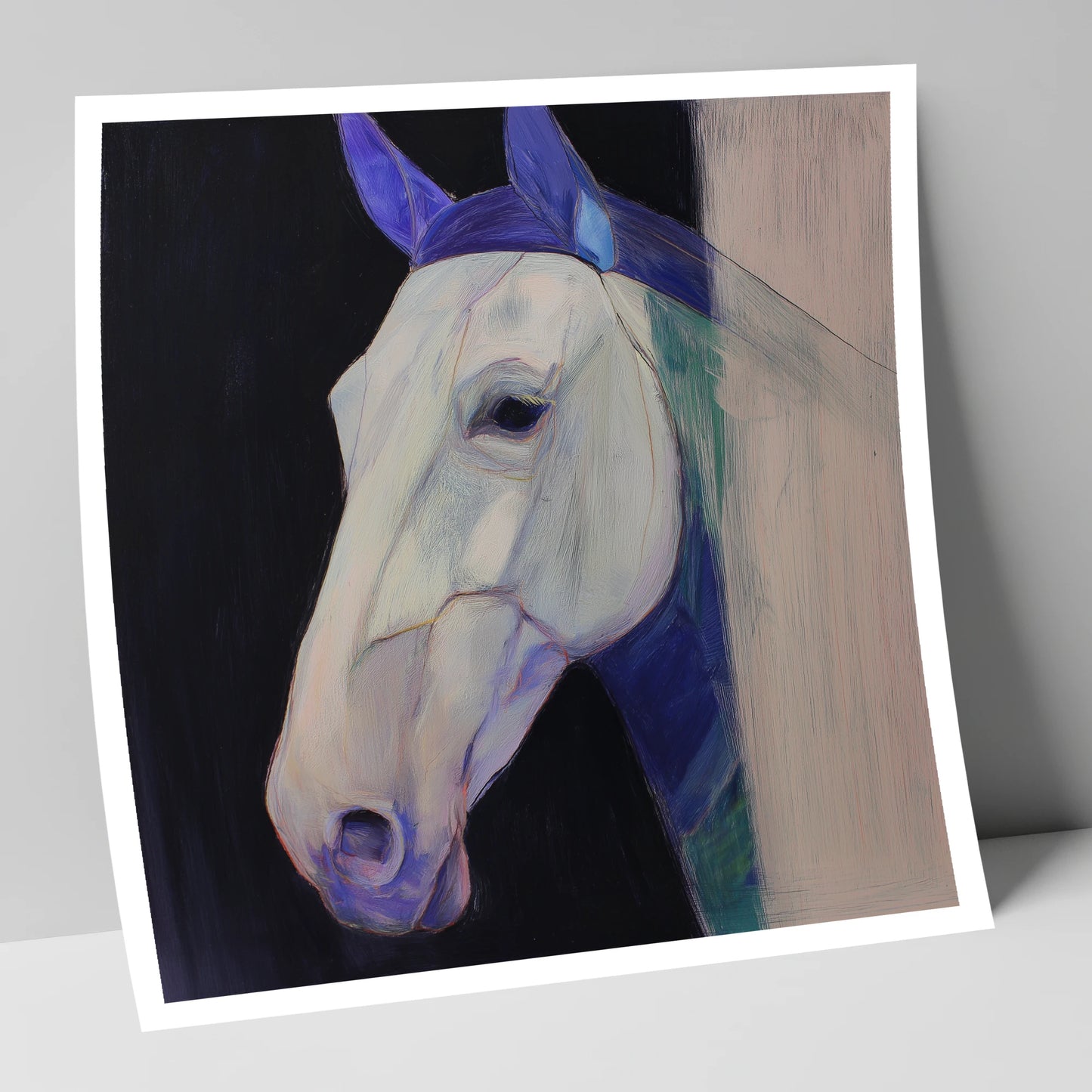 Echoes of Indigo horse portrait art print