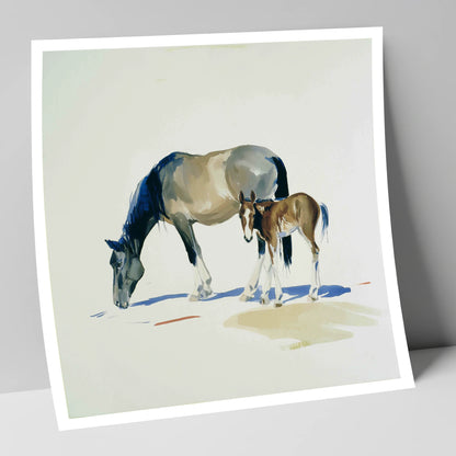 Spring Pasture Shadows mare & foal art print