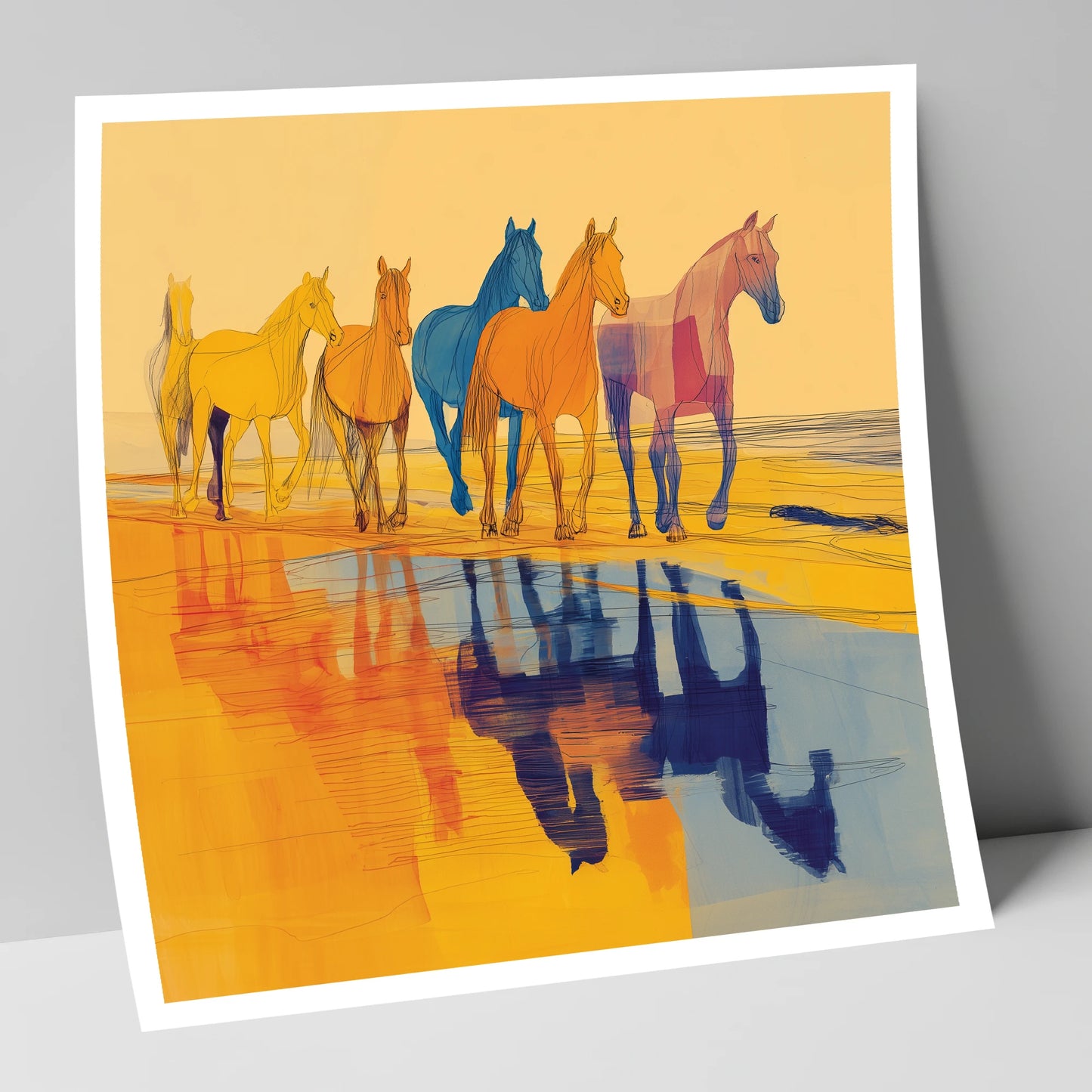 Vivid Equine Reflections horse landscape art print