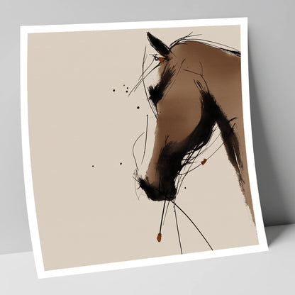 Sepia Ink Profile horse portrait art print