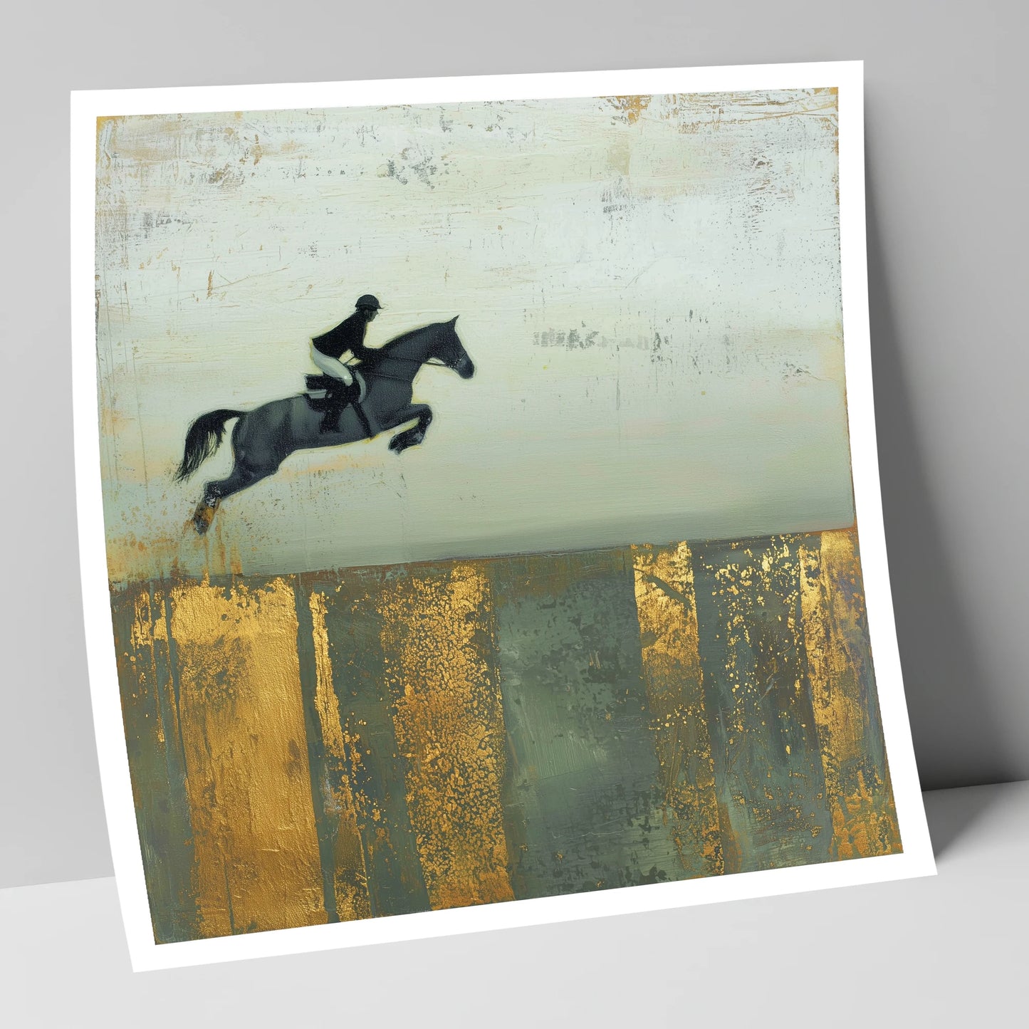 Flight Over Gold show jumping horse art print