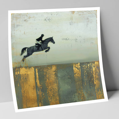 Flight Over Gold show jumping horse art print