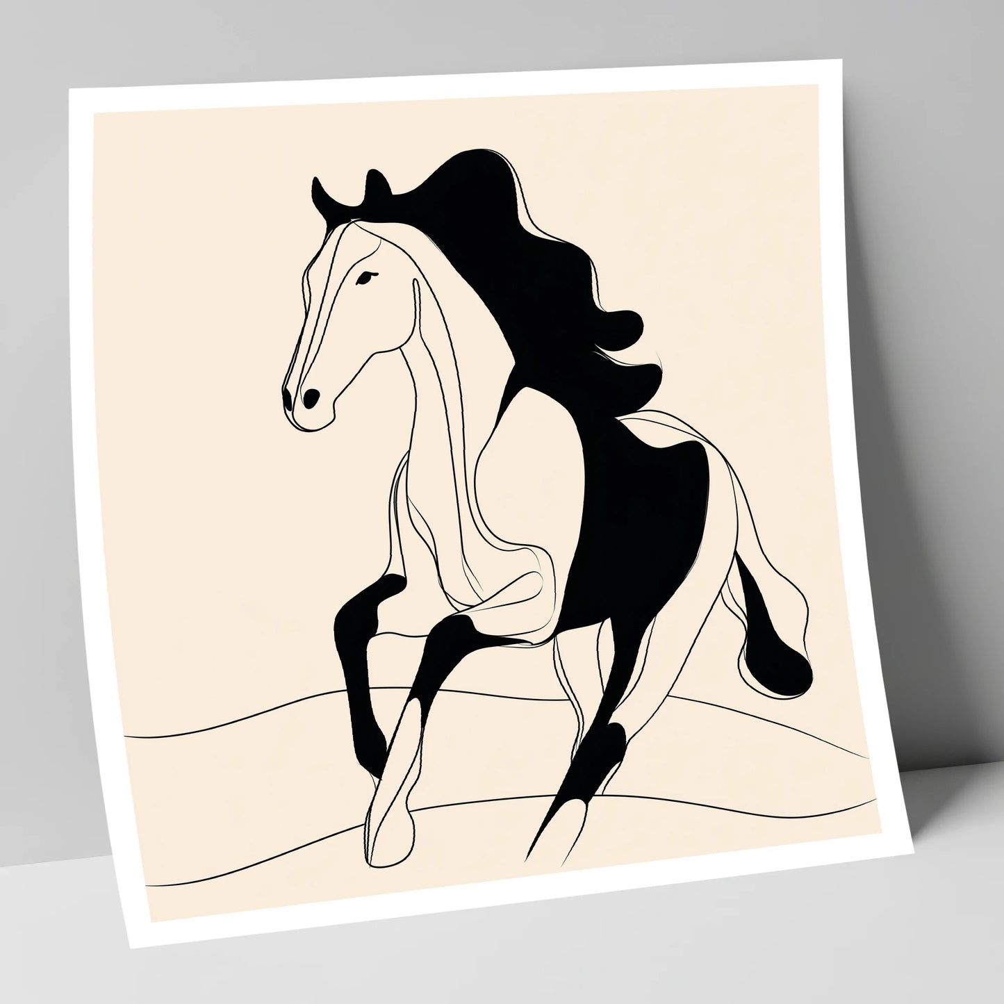 Dynamic Ink Silhouette horse portrait art print