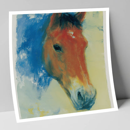 Expressive Cerulean Equine Study horse portrait art print