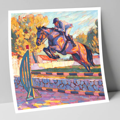 Sunset Flight show jumping horse art print