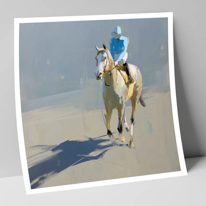 Sunlit Racing Grey racing horse art print