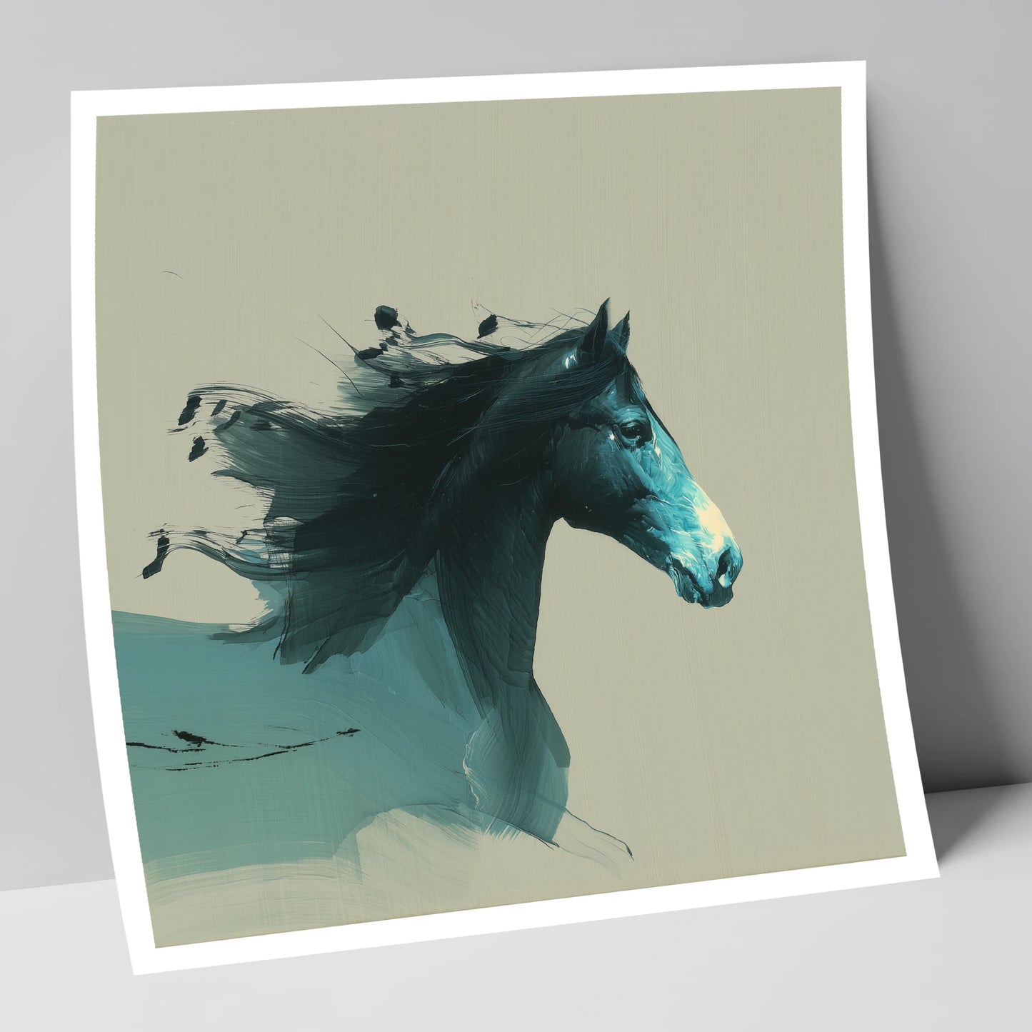 Windswept in Teal horse breed art print