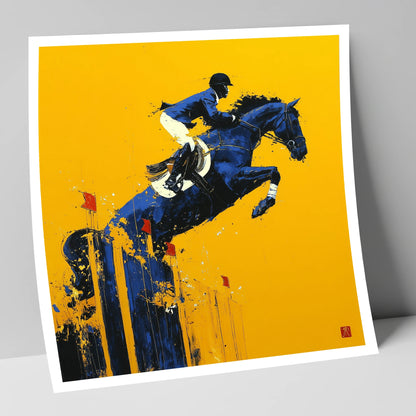 Indigo Ascent show jumping horse art print