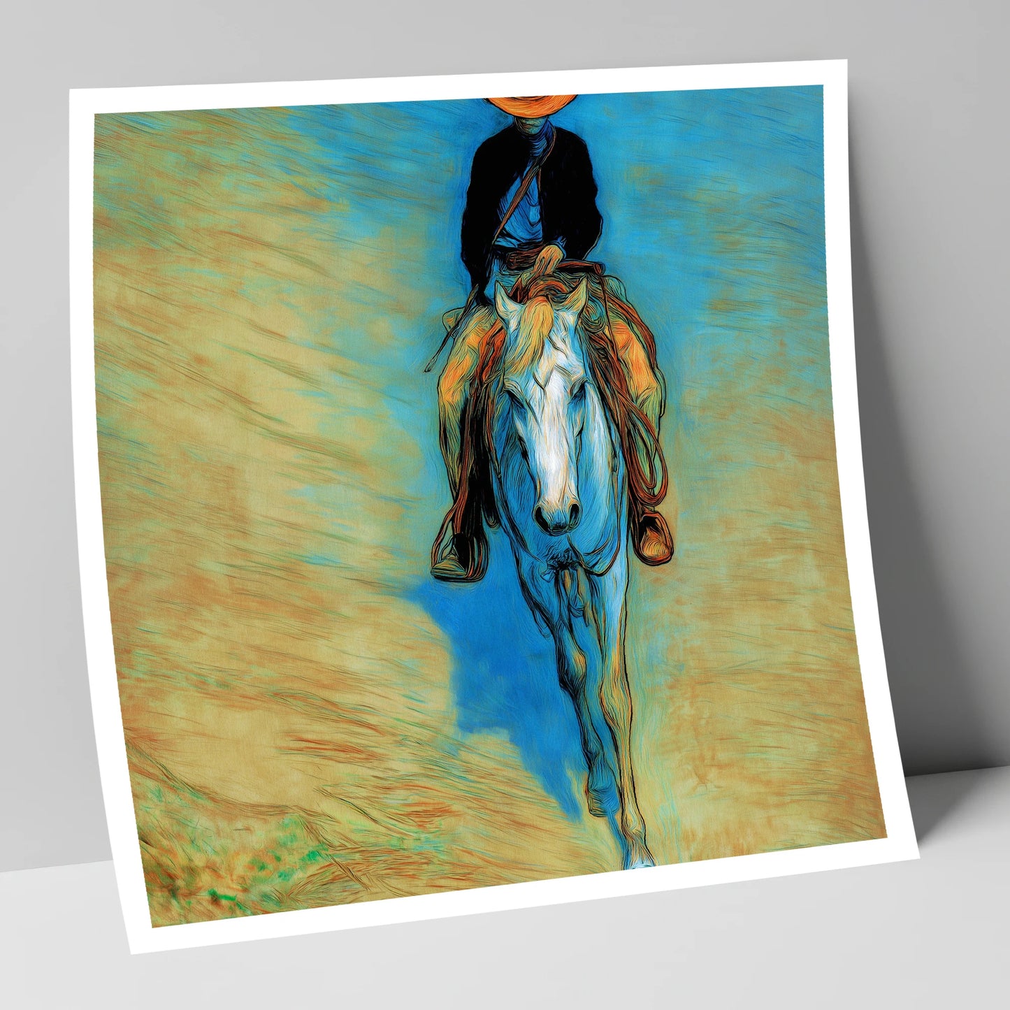The Blue Trail Rider western horse art print