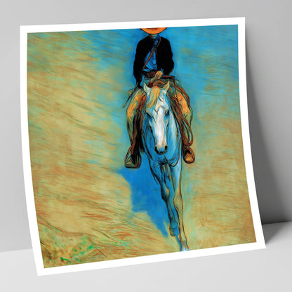 The Blue Trail Rider western horse art print