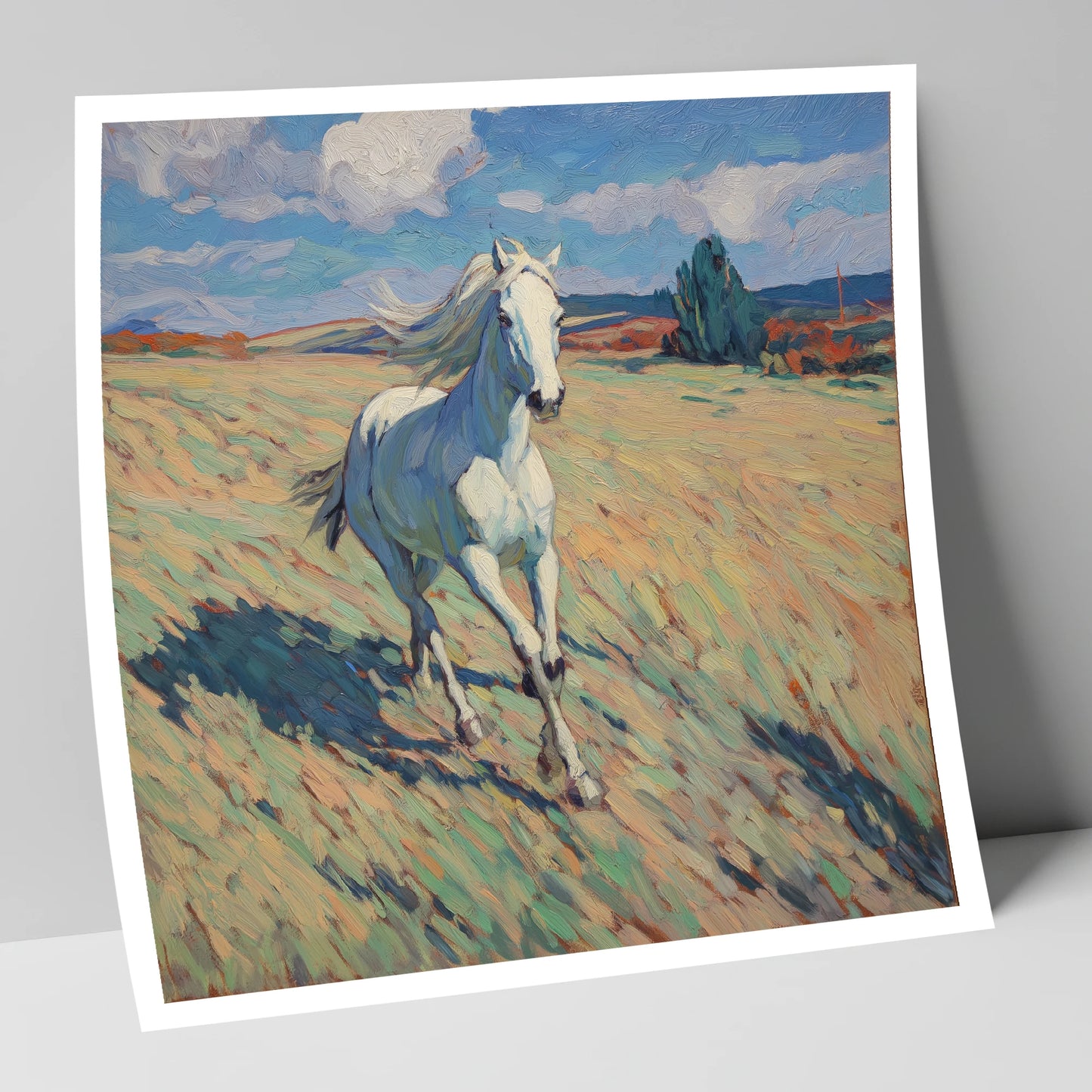 Sunlit Meadow Gallop wild horses art print