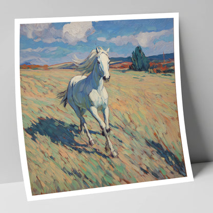 Sunlit Meadow Gallop wild horses art print
