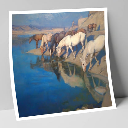 Oasis Reflections wild horses art print