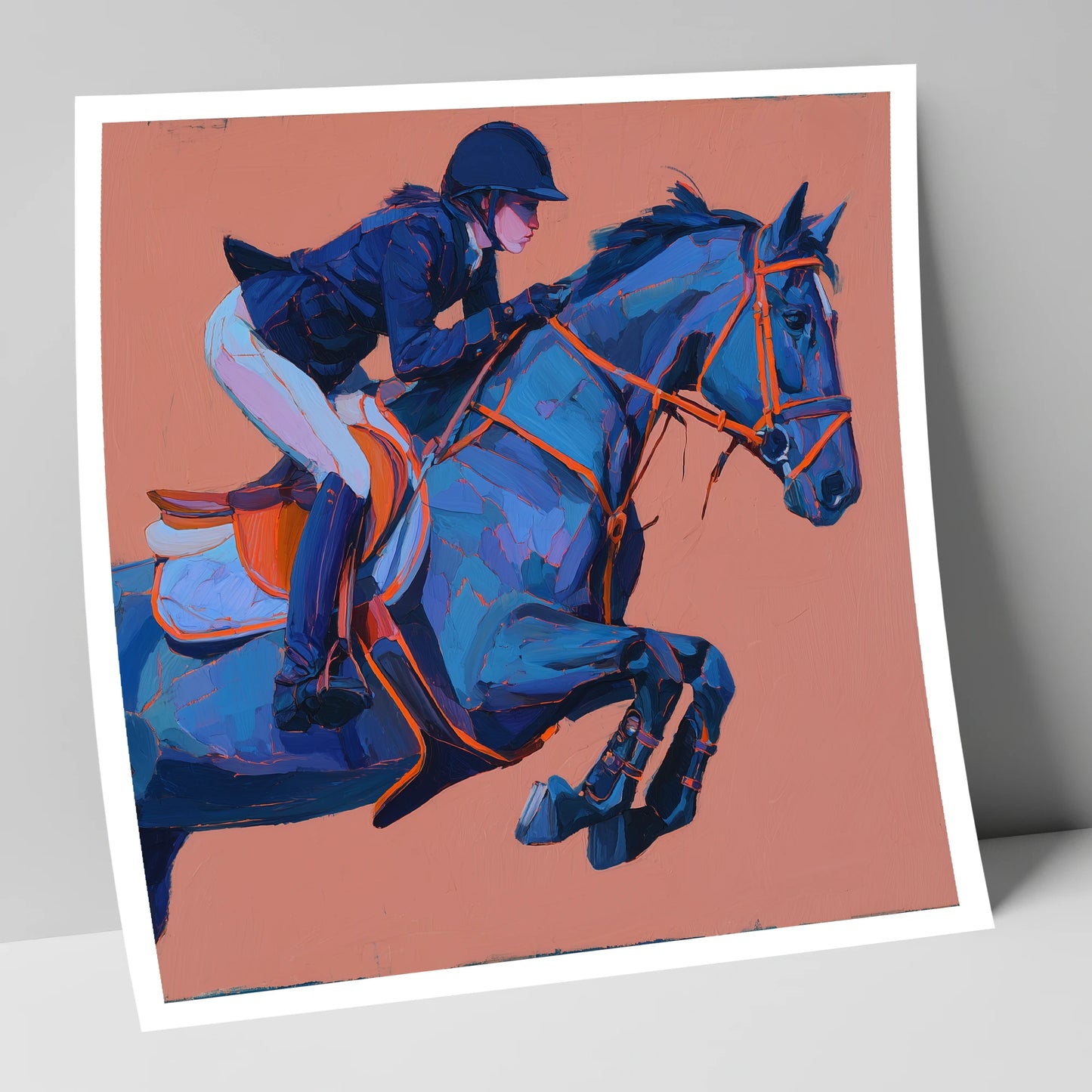 Indigo Leap show jumping horse art print