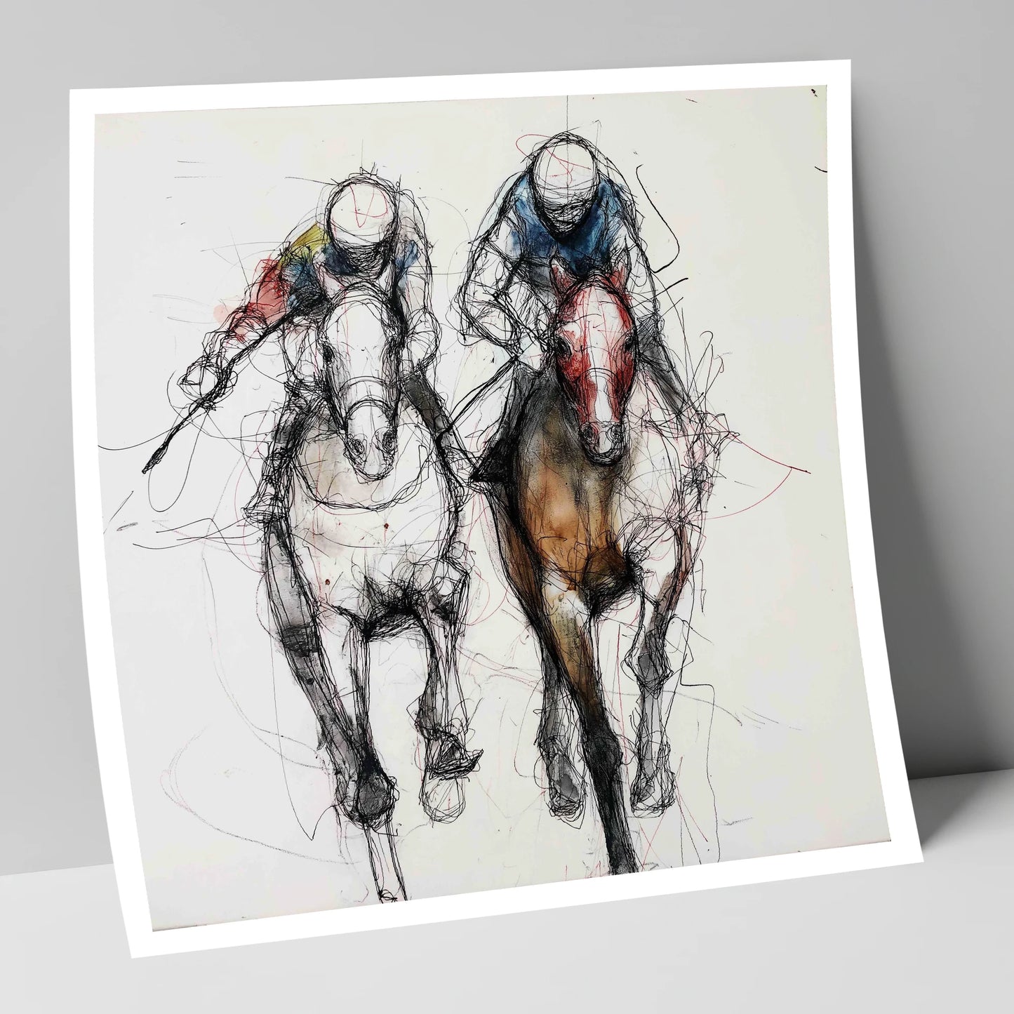 Neck and Neck racing horse art print
