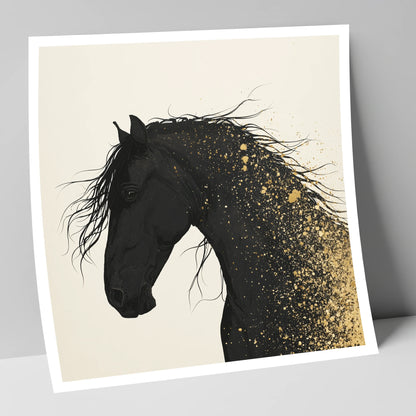 Gilded Midnight horse breed art print