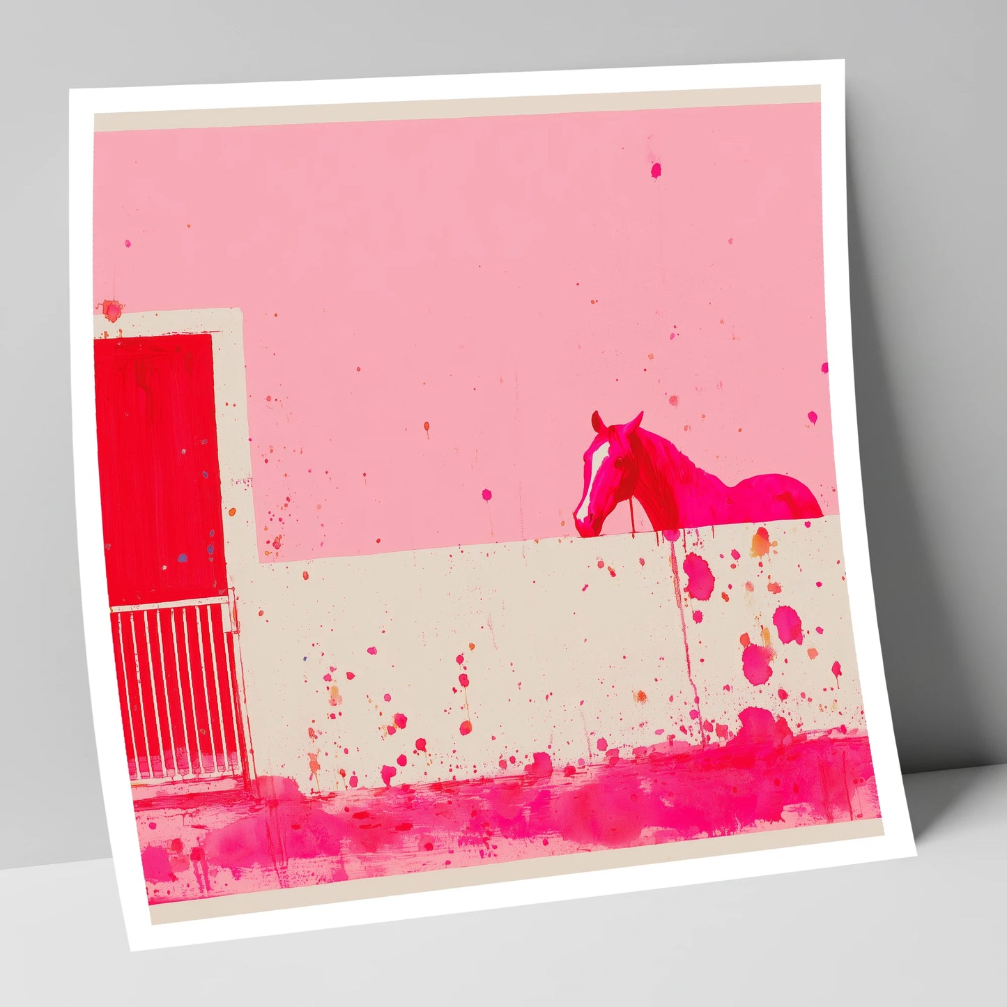 Crimson Doorway horse stable art print
