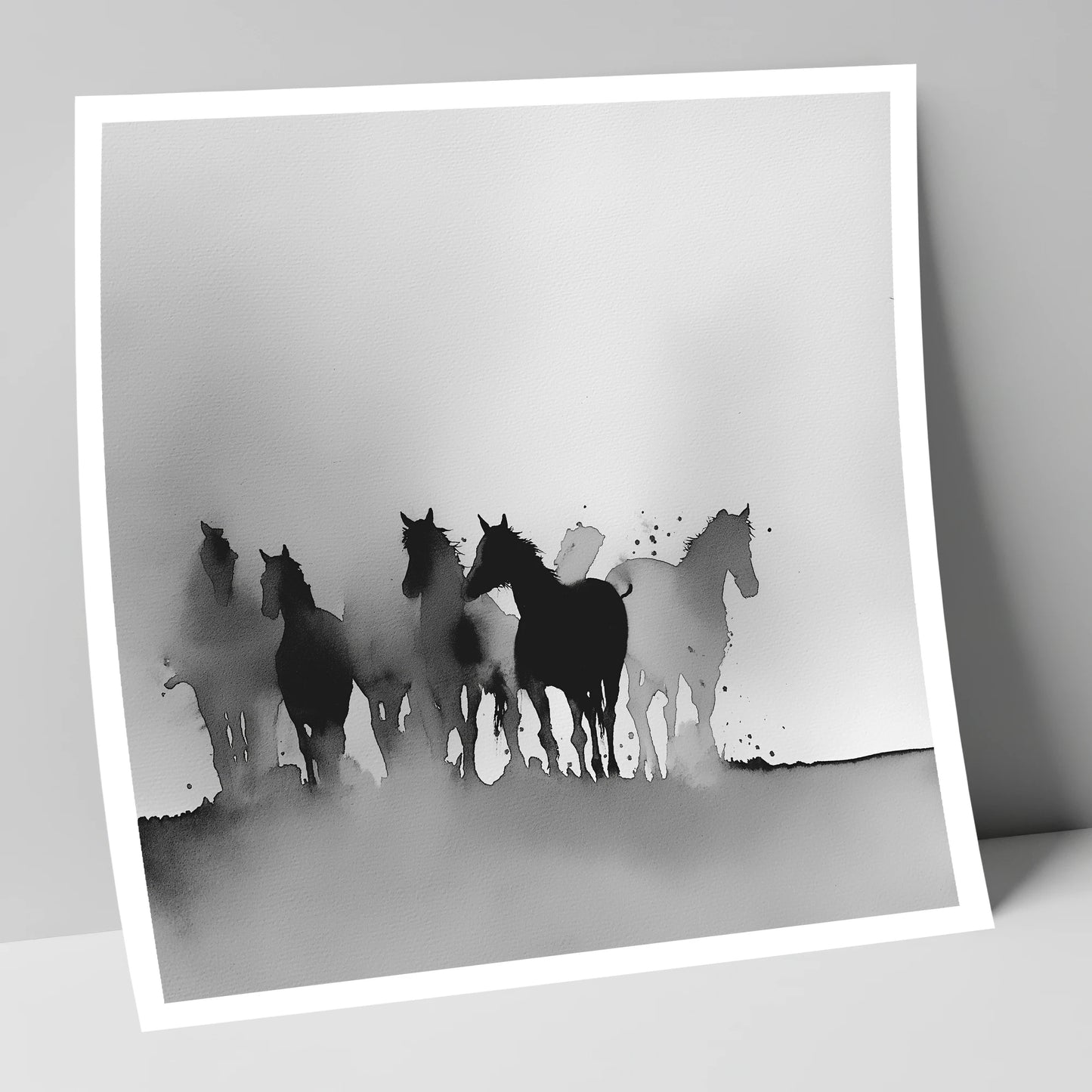 Ethereal Herd Silhouettes wild horses art print