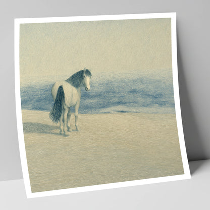 The Shoreline Gaze horse landscape art print