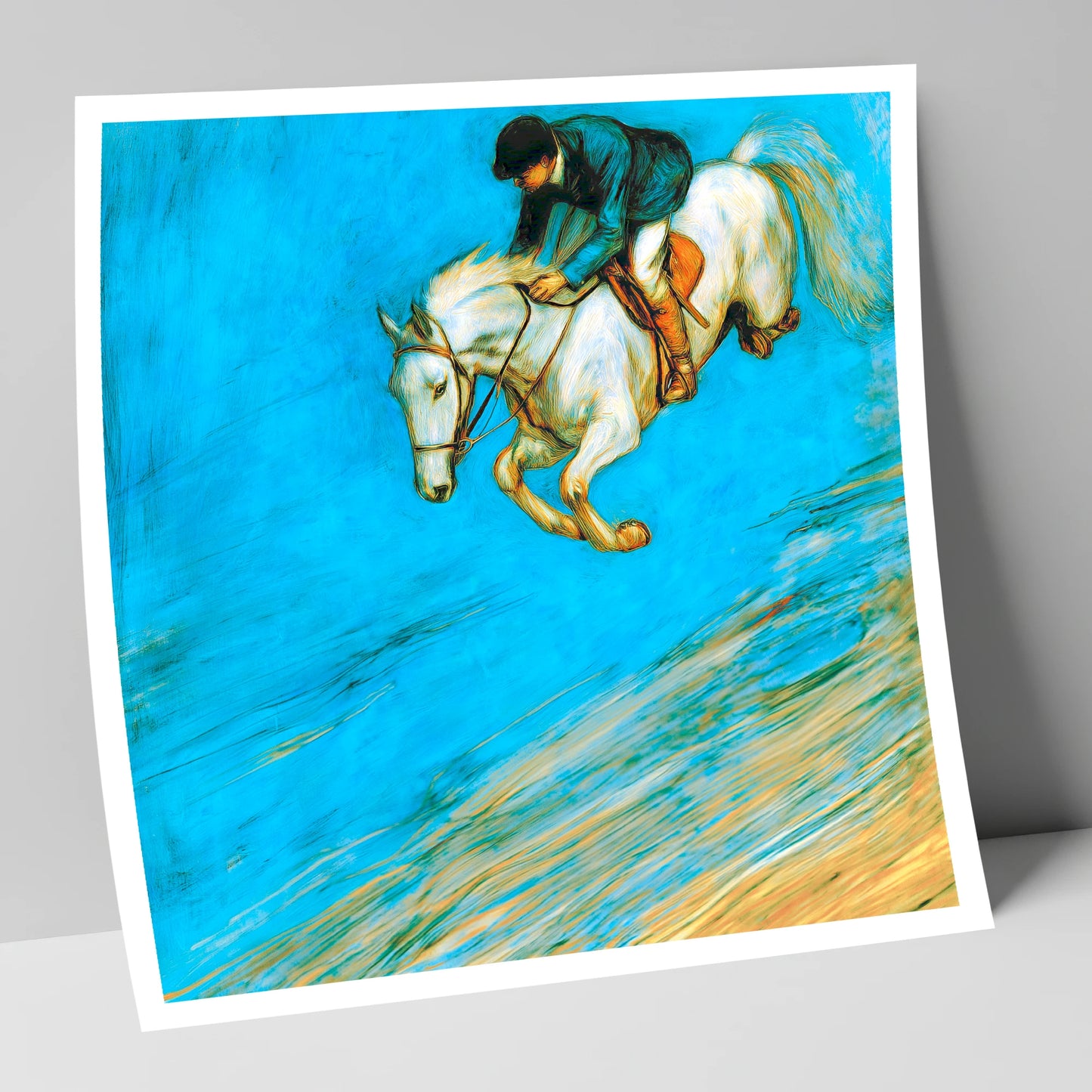 Cerulean Flight show jumping horse art print