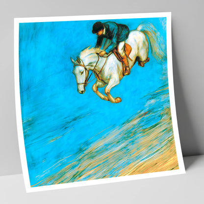 Cerulean Flight show jumping horse art print