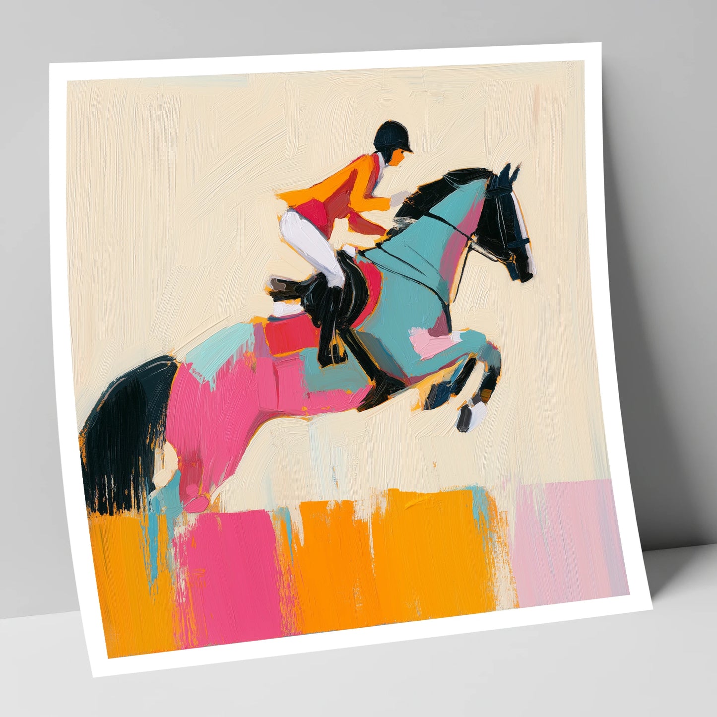 Technicolour Flight show jumping horse art print
