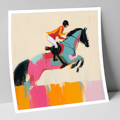 Technicolour Flight show jumping horse art print