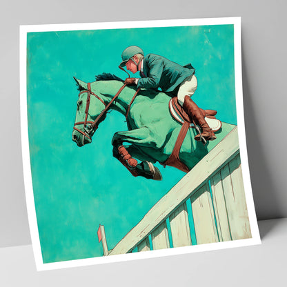 Teal Showjumper show jumping horse art print
