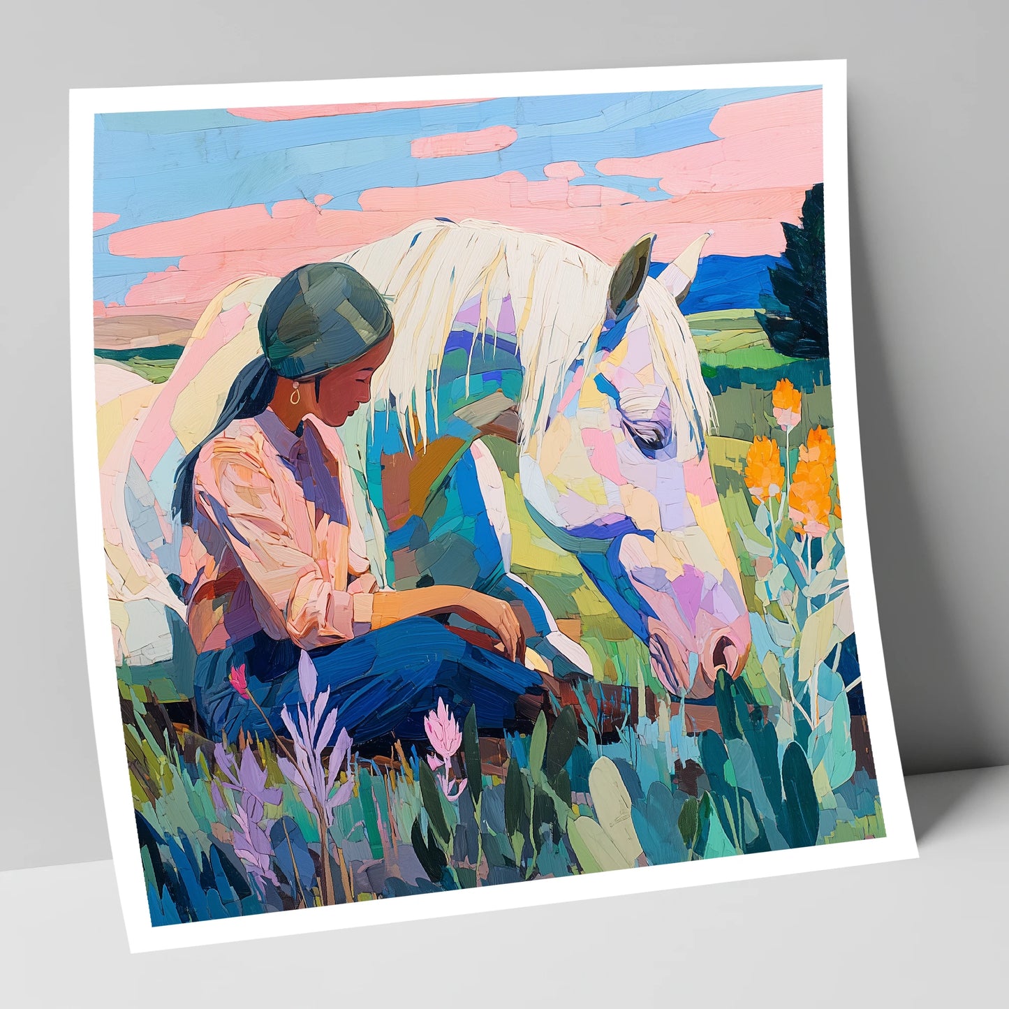 Quiet Summer Connection horse & rider art print