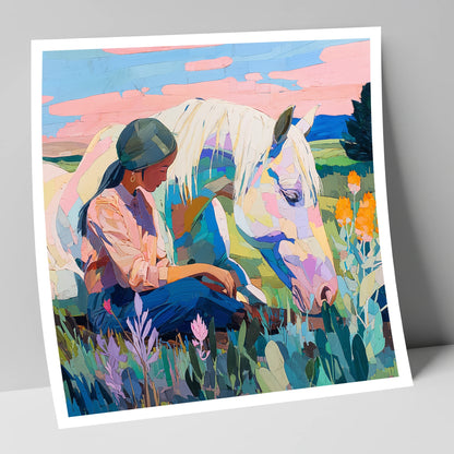 Quiet Summer Connection horse & rider art print