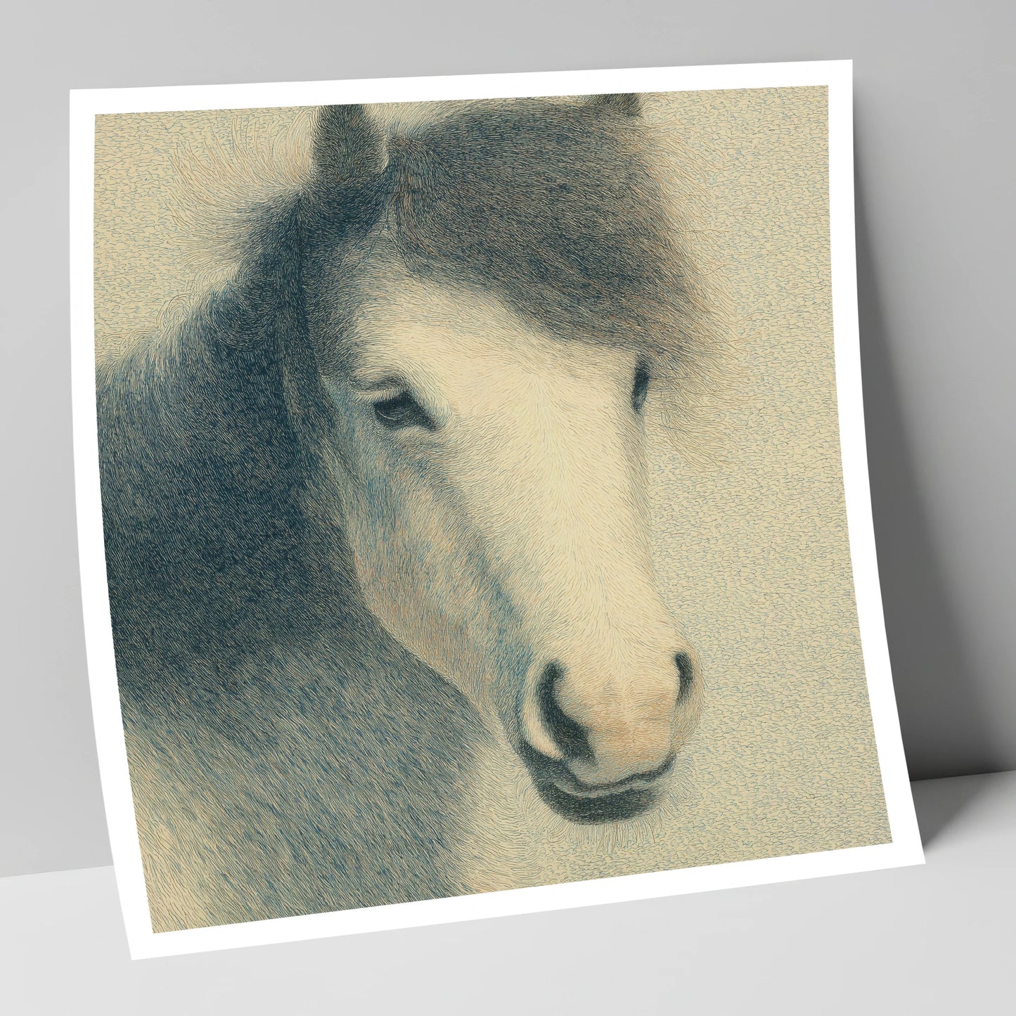 Midnight Slate Portrait horse breed art print