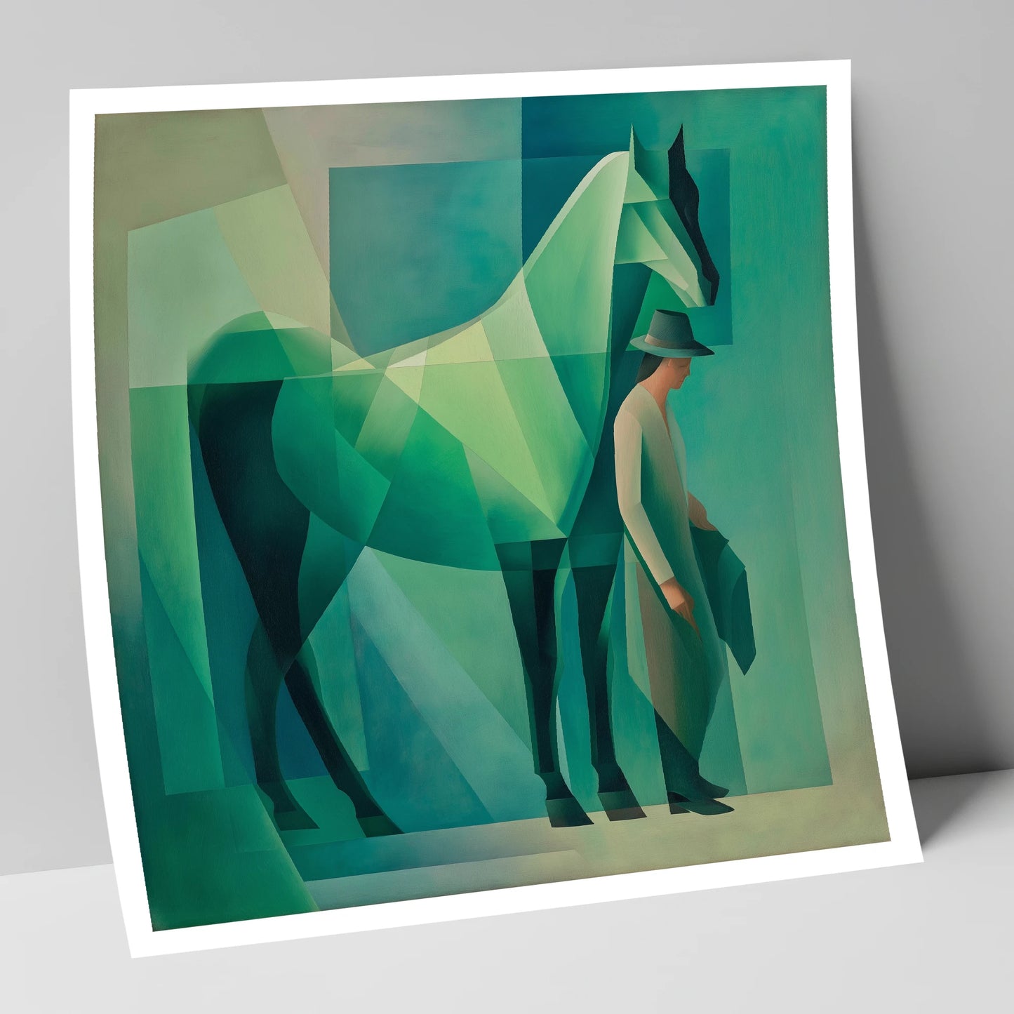 Emerald Geometry horse & rider art print