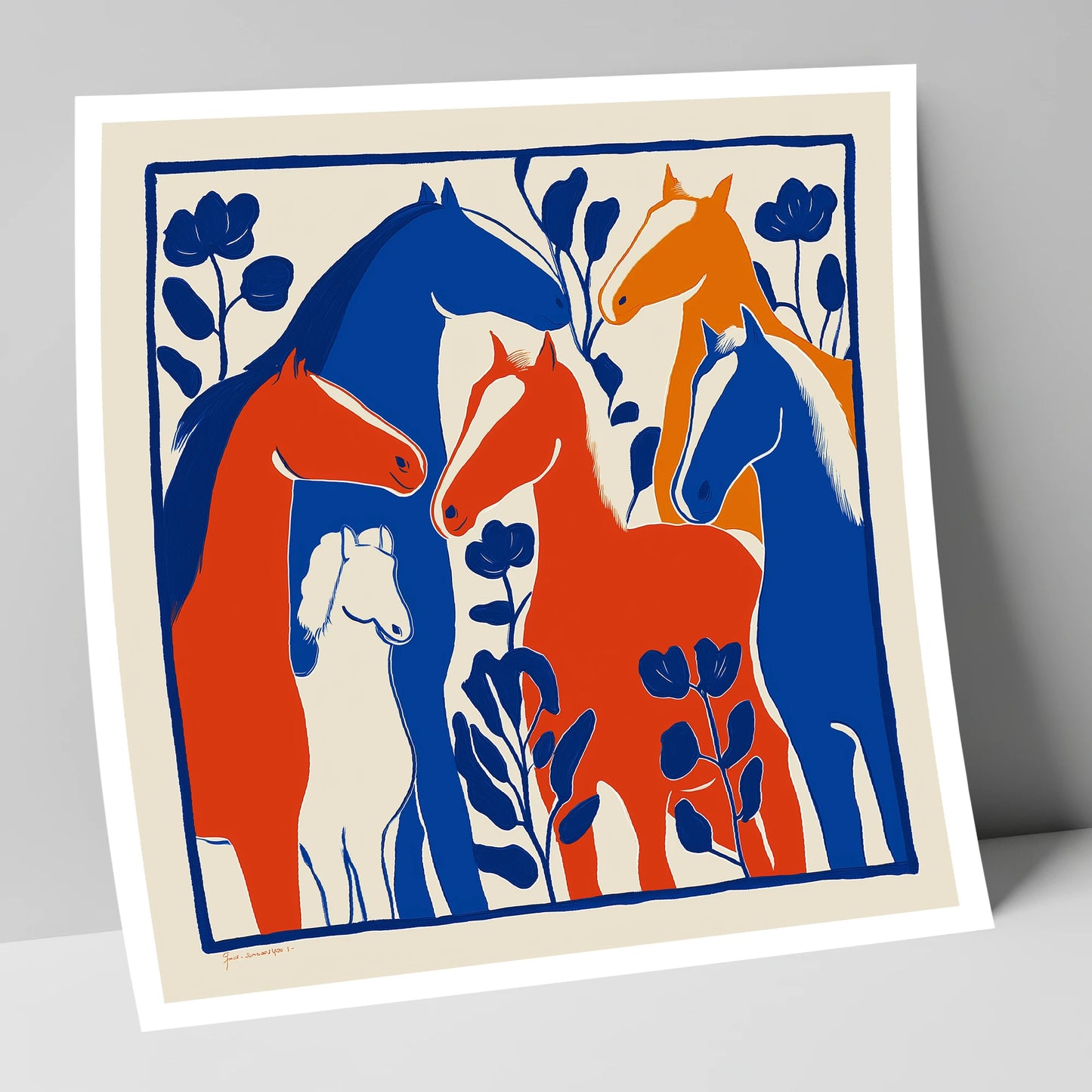Vibrant Graphic Herd wild horses art print