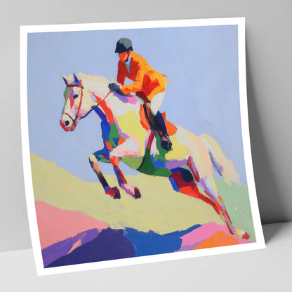 Technicolour Ascent show jumping horse art print