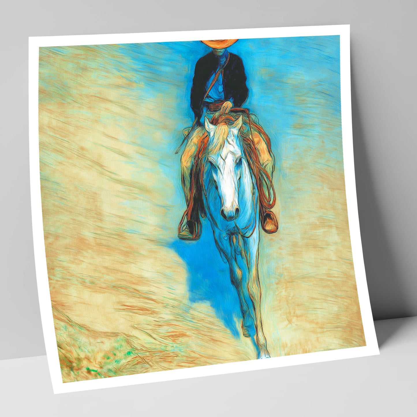The Blue Trail Rider western horse art print