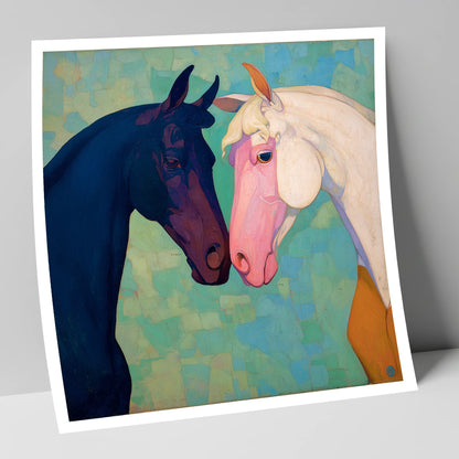 Sapphire and Rose horse portrait art print