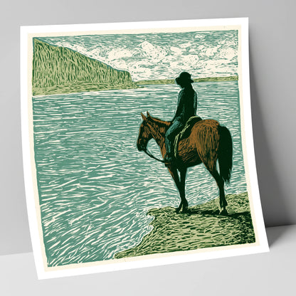 Watching the Tide beach horse art print