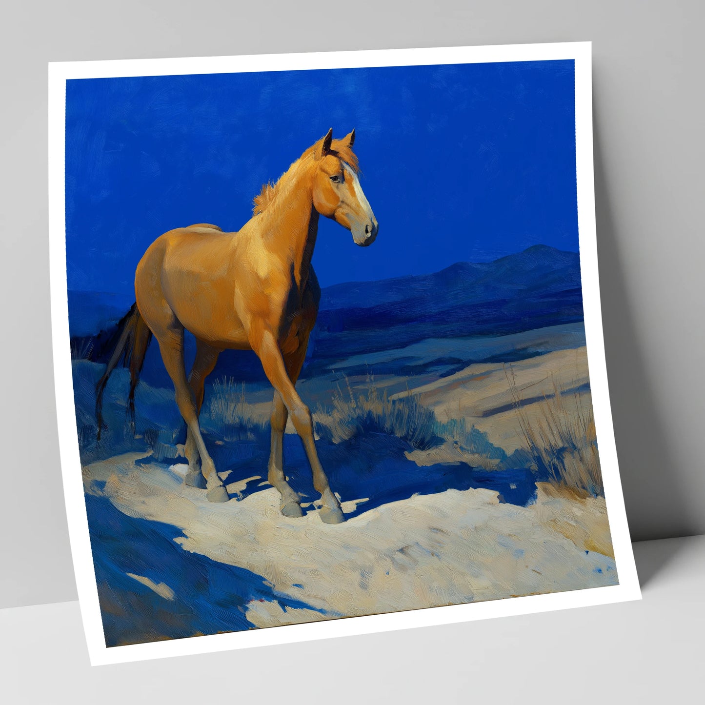Sunlit Chestnut Stride horse landscape art print