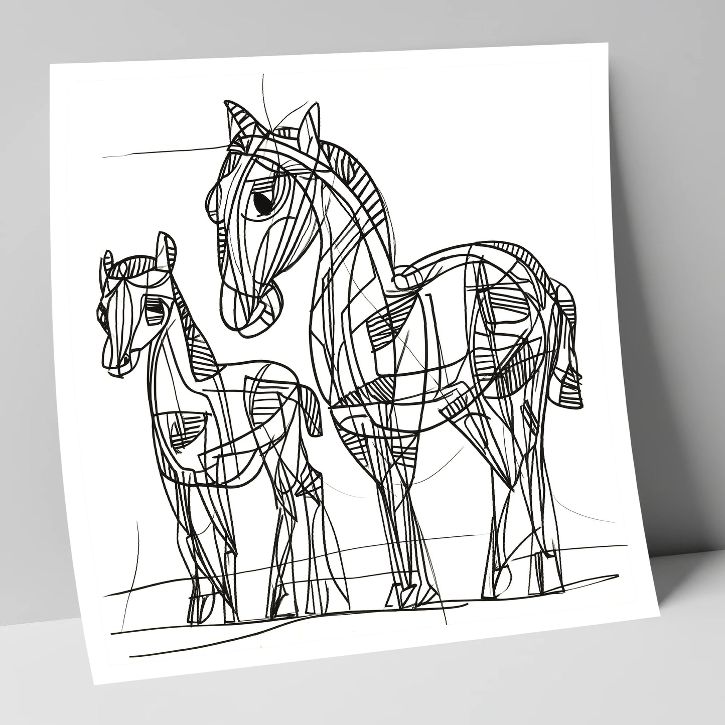 Linear Equine Bond mare & foal art print